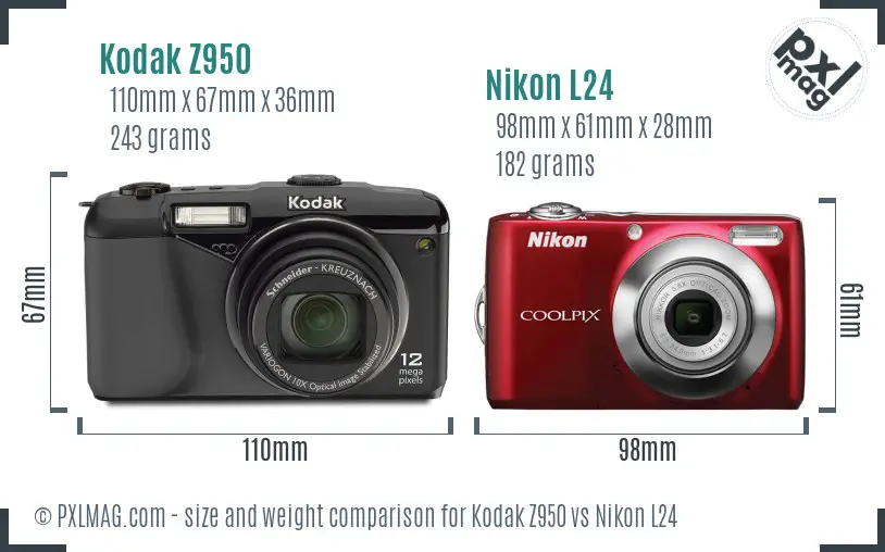 Kodak Z950 vs Nikon L24 size comparison Kodak Z950 vs Nikon L24 size comparison