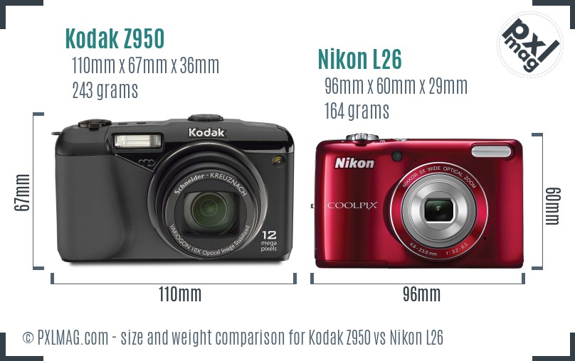 Kodak Z950 vs Nikon L26 size comparison Kodak Z950 vs Nikon L26 size comparison