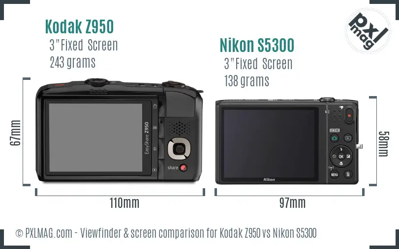 Kodak Z950 vs Nikon S5300 Screen and Viewfinder comparison Kodak Z950 vs Nikon S5300 Screen and Viewfinder comparison