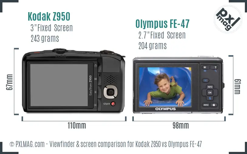 Kodak Z950 vs Olympus FE-47 Screen and Viewfinder comparison Kodak Z950 vs Olympus FE-47 Screen and Viewfinder comparison