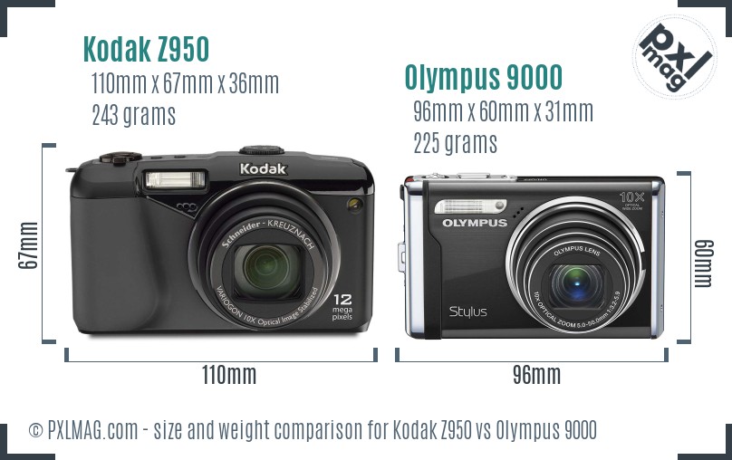 Kodak Z950 vs Olympus 9000 size comparison