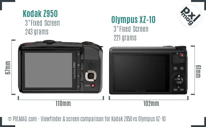 Kodak Z950 vs Olympus XZ-10 Screen and Viewfinder comparison Kodak Z950 vs Olympus XZ-10 Screen and Viewfinder comparison