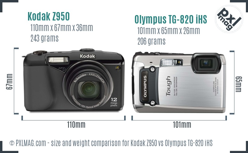 Kodak Z950 vs Olympus TG-820 iHS size comparison Kodak Z950 vs Olympus TG-820 iHS size comparison