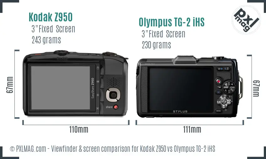 Kodak Z950 vs Olympus TG-2 iHS Screen and Viewfinder comparison