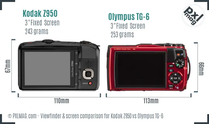 Kodak Z950 vs Olympus TG-6 Screen and Viewfinder comparison Kodak Z950 vs Olympus TG-6 Screen and Viewfinder comparison