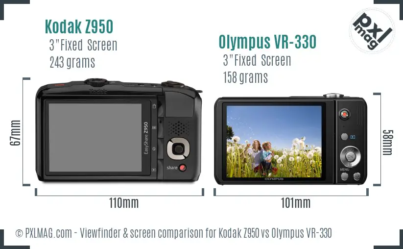 Kodak Z950 vs Olympus VR-330 Screen and Viewfinder comparison Kodak Z950 vs Olympus VR-330 Screen and Viewfinder comparison