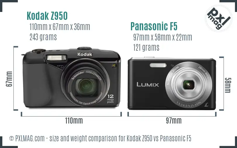 Kodak Z950 vs Panasonic F5 size comparison Kodak Z950 vs Panasonic F5 size comparison