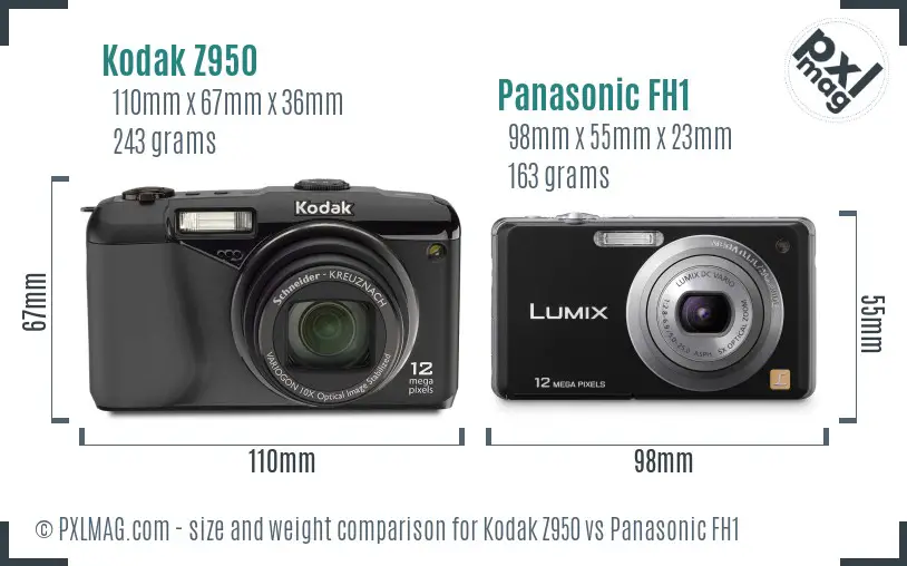 Kodak Z950 vs Panasonic FH1 size comparison Kodak Z950 vs Panasonic FH1 size comparison