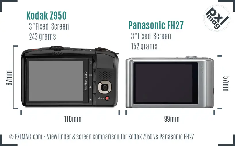 Kodak Z950 vs Panasonic FH27 Screen and Viewfinder comparison Kodak Z950 vs Panasonic FH27 Screen and Viewfinder comparison