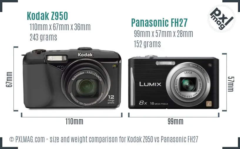 Kodak Z950 vs Panasonic FH27 size comparison Kodak Z950 vs Panasonic FH27 size comparison