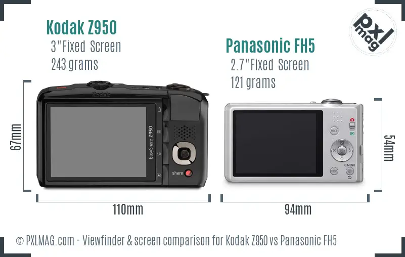Kodak Z950 vs Panasonic FH5 Screen and Viewfinder comparison Kodak Z950 vs Panasonic FH5 Screen and Viewfinder comparison