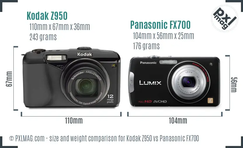 Kodak Z950 vs Panasonic FX700 size comparison