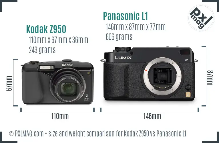 Kodak Z950 vs Panasonic L1 size comparison
