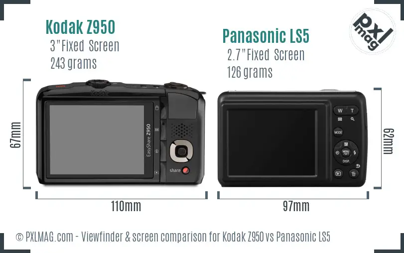 Kodak Z950 vs Panasonic LS5 Screen and Viewfinder comparison