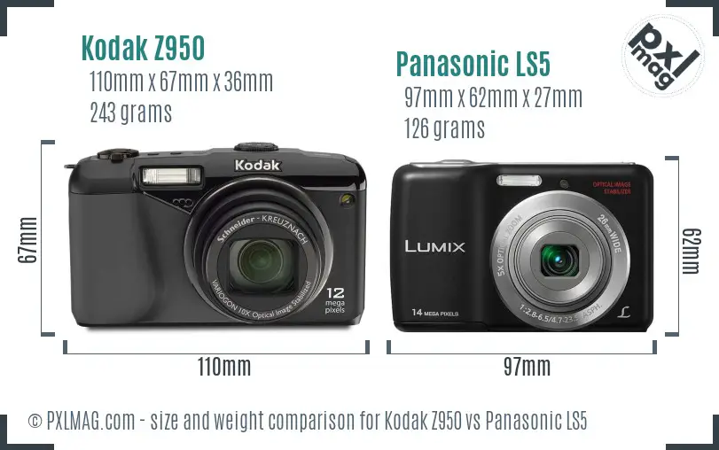 Kodak Z950 vs Panasonic LS5 size comparison