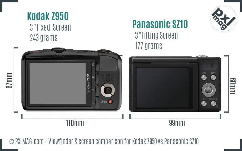 Kodak Z950 vs Panasonic SZ10 Screen and Viewfinder comparison Kodak Z950 vs Panasonic SZ10 Screen and Viewfinder comparison