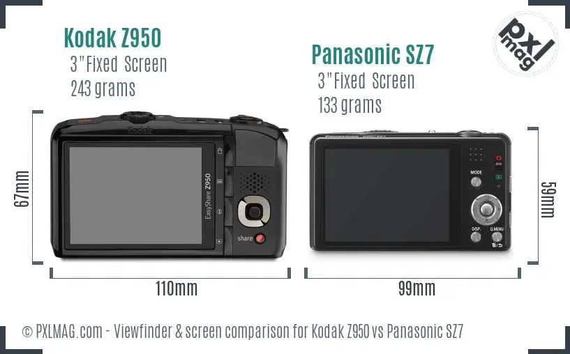 Kodak Z950 vs Panasonic SZ7 Screen and Viewfinder comparison Kodak Z950 vs Panasonic SZ7 Screen and Viewfinder comparison