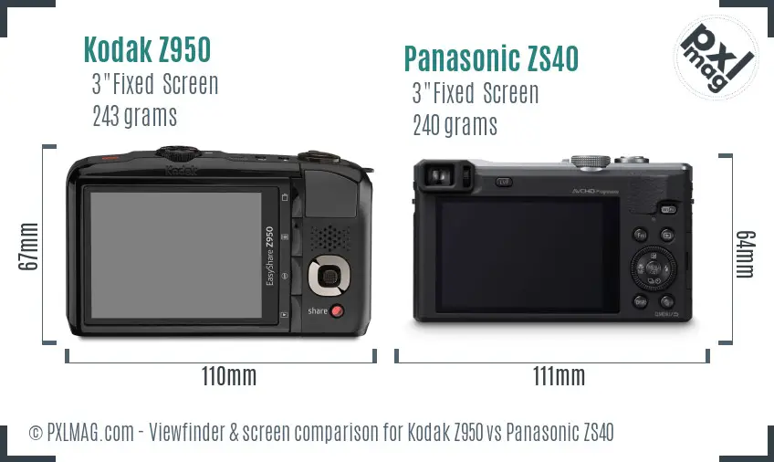 Kodak Z950 vs Panasonic ZS40 Screen and Viewfinder comparison Kodak Z950 vs Panasonic ZS40 Screen and Viewfinder comparison