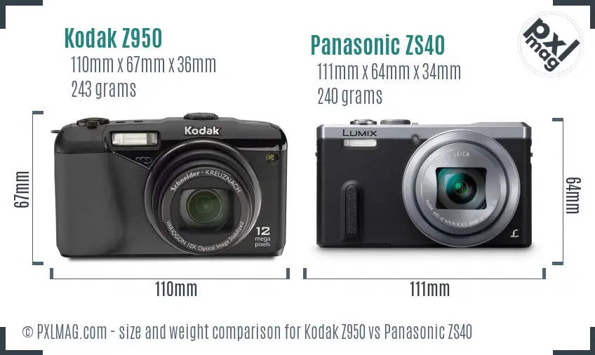 Kodak Z950 vs Panasonic ZS40 size comparison Kodak Z950 vs Panasonic ZS40 size comparison