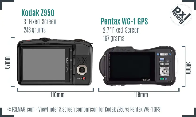 Kodak Z950 vs Pentax WG-1 GPS Screen and Viewfinder comparison Kodak Z950 vs Pentax WG-1 GPS Screen and Viewfinder comparison