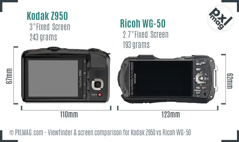 Kodak Z950 vs Ricoh WG-50 Screen and Viewfinder comparison Kodak Z950 vs Ricoh WG-50 Screen and Viewfinder comparison