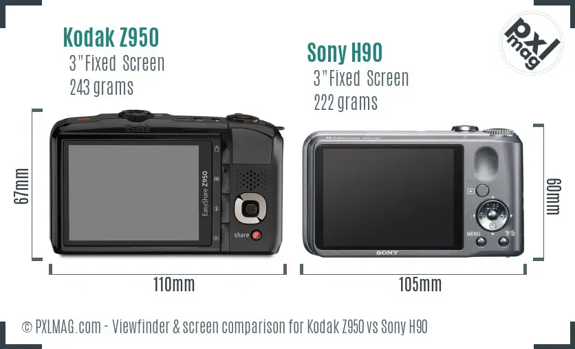 Kodak Z950 vs Sony H90 Screen and Viewfinder comparison Kodak Z950 vs Sony H90 Screen and Viewfinder comparison