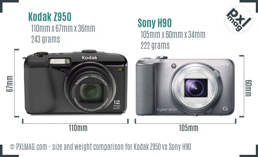Kodak Z950 vs Sony H90 size comparison Kodak Z950 vs Sony H90 size comparison