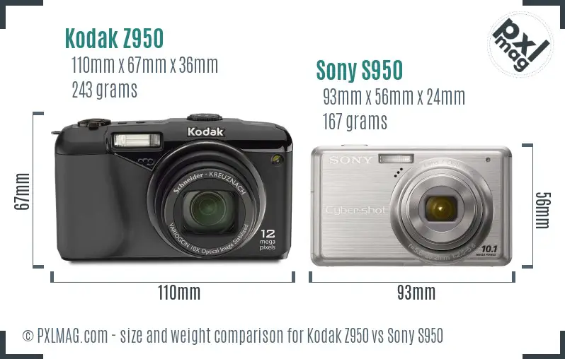 Kodak Z950 vs Sony S950 size comparison Kodak Z950 vs Sony S950 size comparison