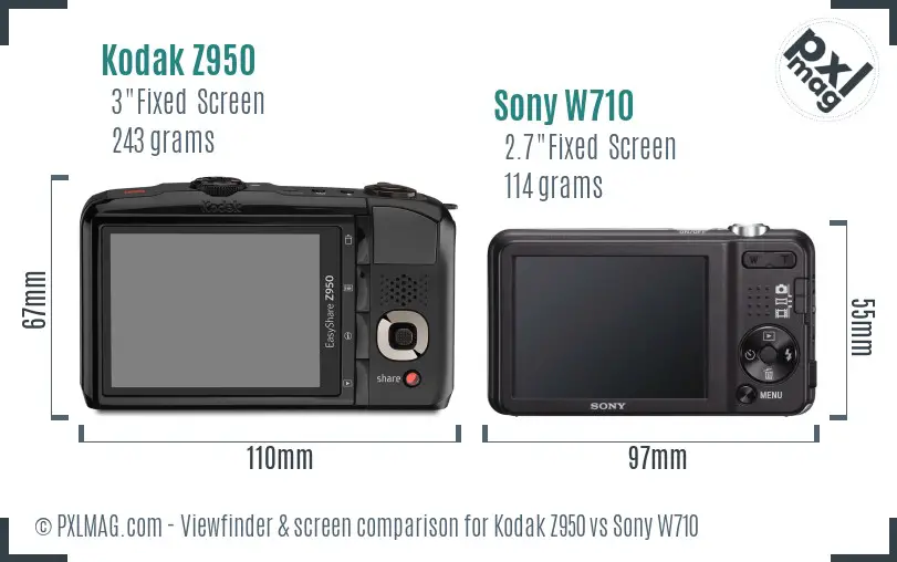 Kodak Z950 vs Sony W710 Screen and Viewfinder comparison Kodak Z950 vs Sony W710 Screen and Viewfinder comparison