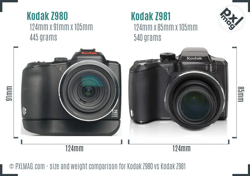 Kodak Z980 vs Kodak Z981 size comparison