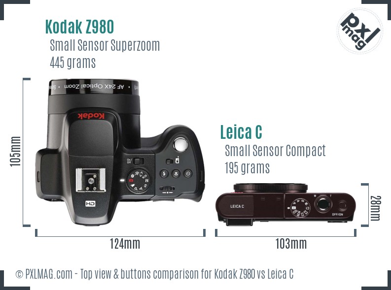 Kodak Z980 vs Leica C top view buttons comparison