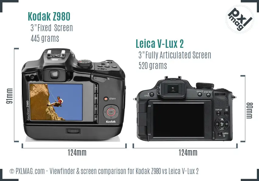 Kodak Z980 vs Leica V-Lux 2 Screen and Viewfinder comparison Kodak Z980 vs Leica V-Lux 2 Screen and Viewfinder comparison