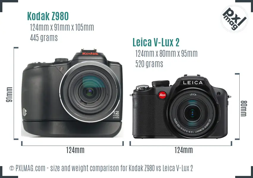 Kodak Z980 vs Leica V-Lux 2 size comparison Kodak Z980 vs Leica V-Lux 2 size comparison