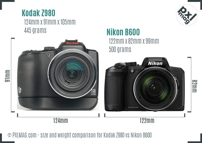 Kodak Z980 vs Nikon B600 size comparison Kodak Z980 vs Nikon B600 size comparison