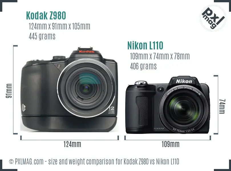 Kodak Z980 vs Nikon L110 size comparison Kodak Z980 vs Nikon L110 size comparison