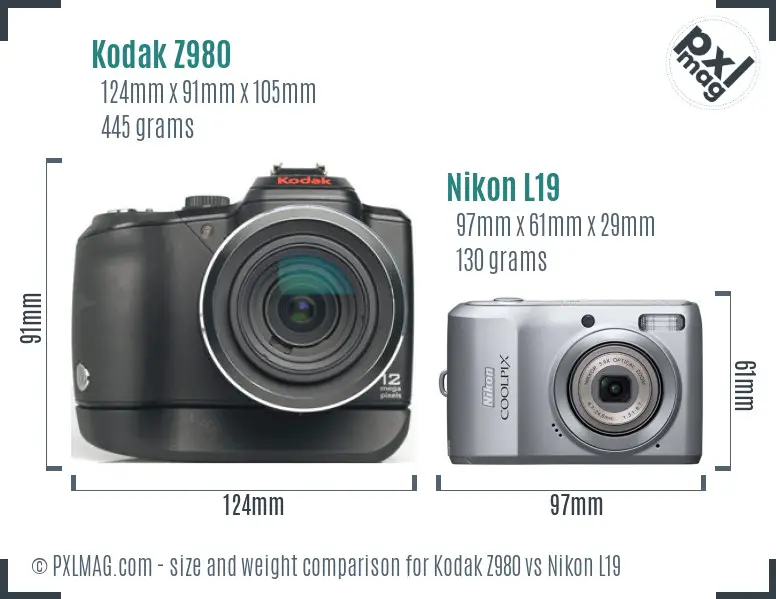 Kodak Z980 vs Nikon L19 size comparison