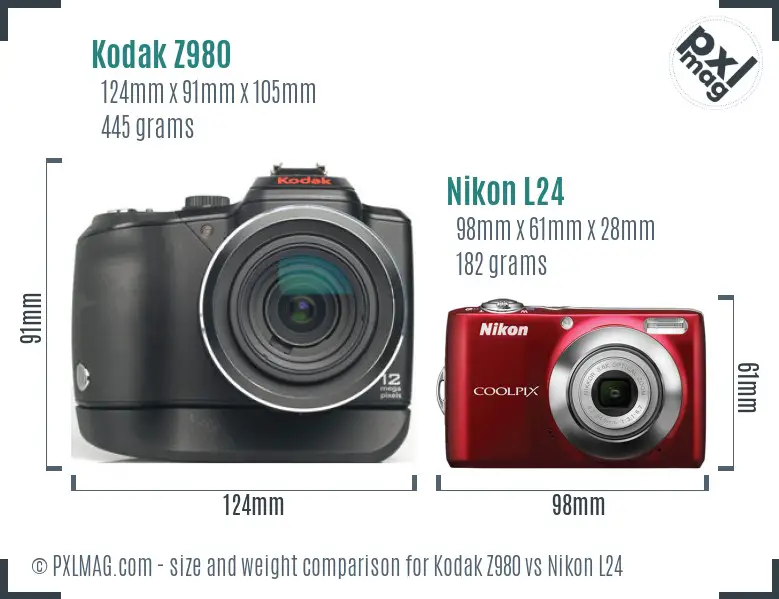 Kodak Z980 vs Nikon L24 size comparison