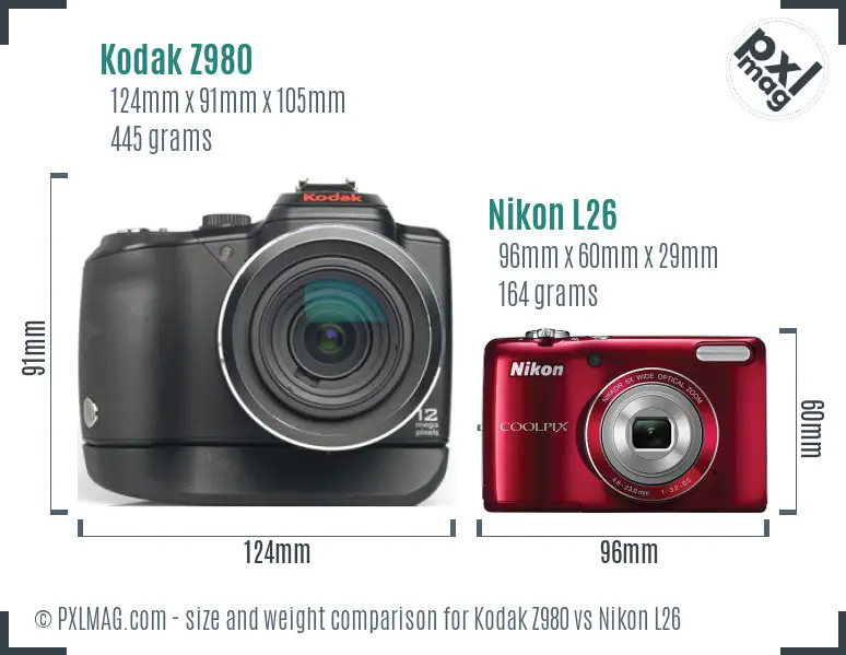 Kodak Z980 vs Nikon L26 size comparison Kodak Z980 vs Nikon L26 size comparison