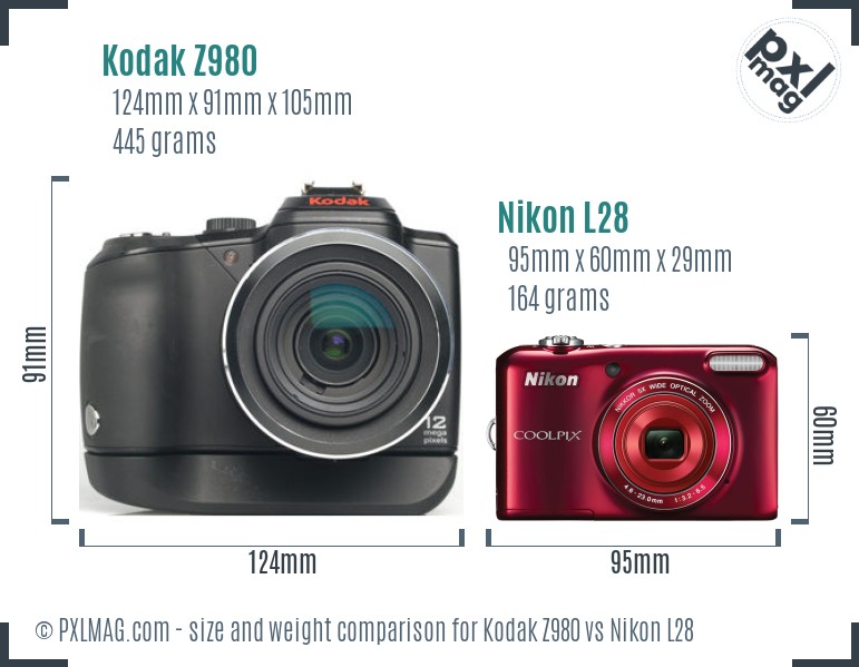 Kodak Z980 vs Nikon L28 size comparison Kodak Z980 vs Nikon L28 size comparison