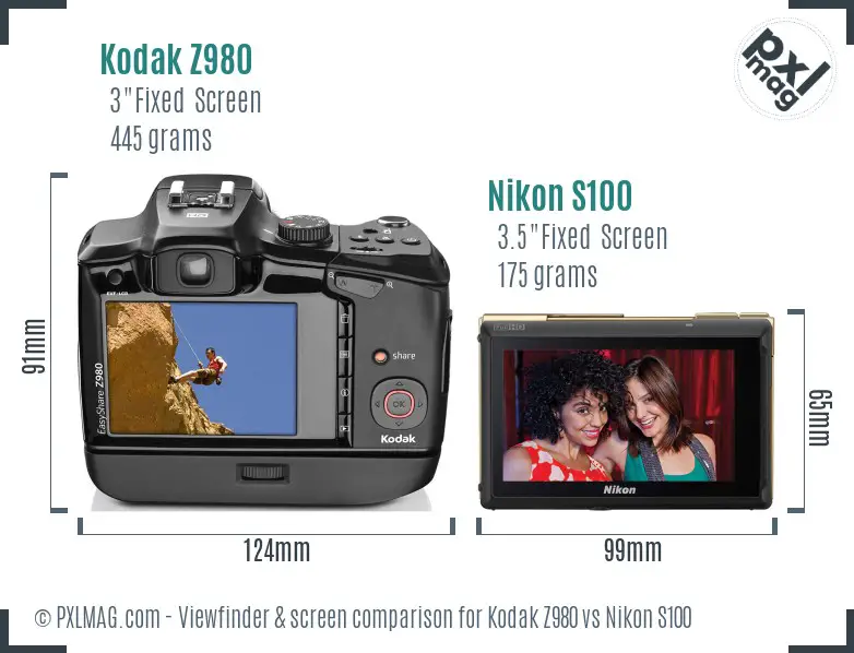 Kodak Z980 vs Nikon S100 Screen and Viewfinder comparison Kodak Z980 vs Nikon S100 Screen and Viewfinder comparison