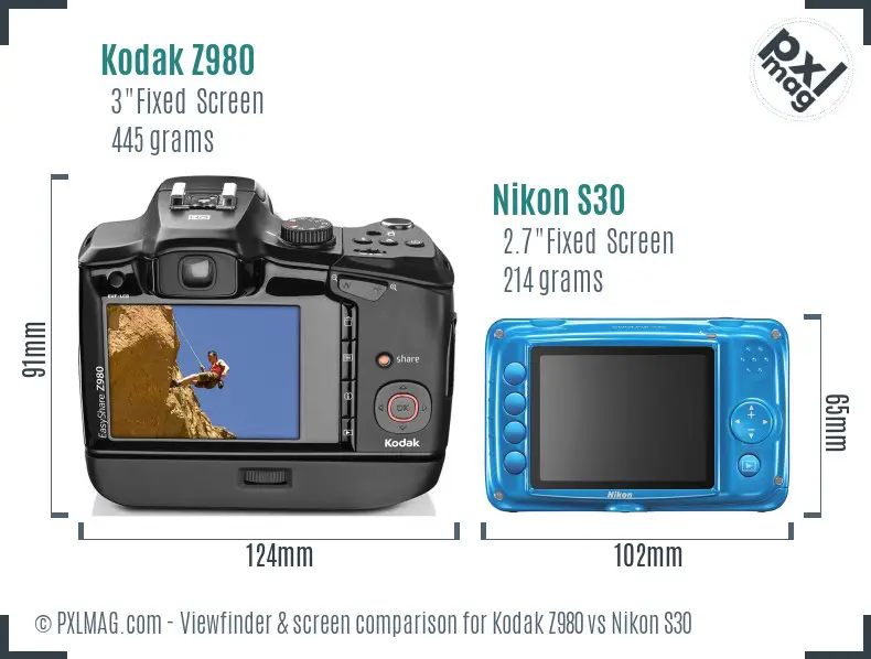 Kodak Z980 vs Nikon S30 Screen and Viewfinder comparison Kodak Z980 vs Nikon S30 Screen and Viewfinder comparison