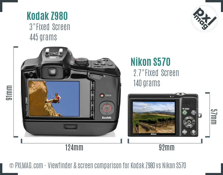Kodak Z980 vs Nikon S570 Screen and Viewfinder comparison Kodak Z980 vs Nikon S570 Screen and Viewfinder comparison
