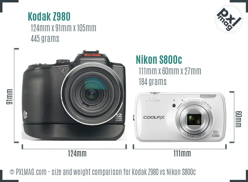 Kodak Z980 vs Nikon S800c size comparison