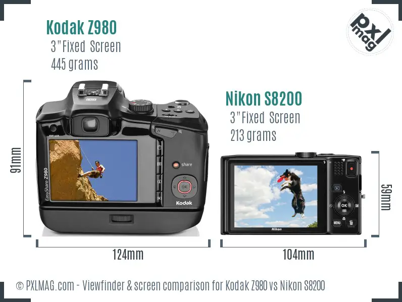 Kodak Z980 vs Nikon S8200 Screen and Viewfinder comparison Kodak Z980 vs Nikon S8200 Screen and Viewfinder comparison