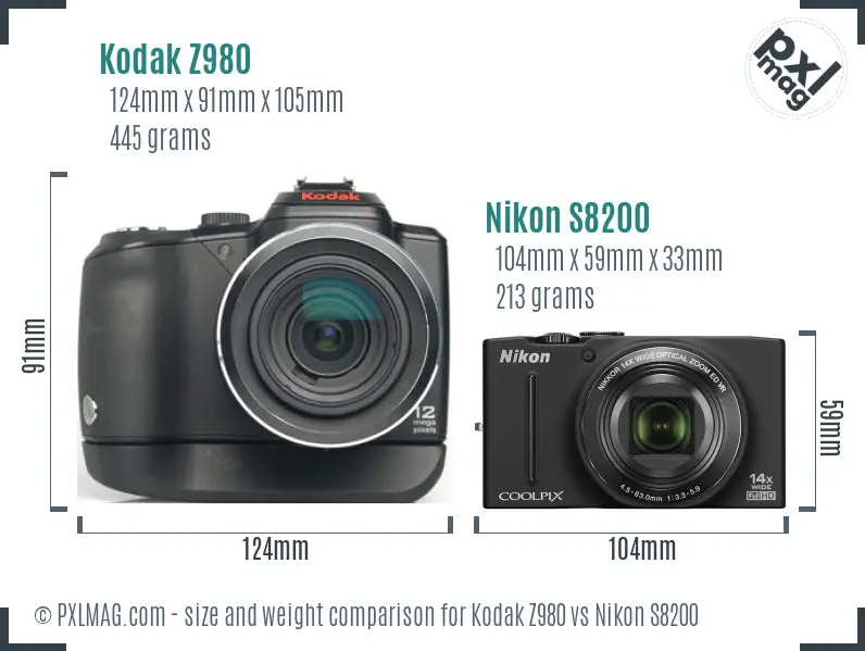 Kodak Z980 vs Nikon S8200 size comparison Kodak Z980 vs Nikon S8200 size comparison