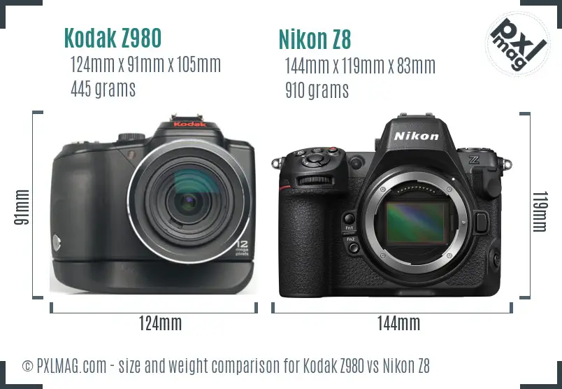 Kodak Z980 vs Nikon Z8 size comparison Kodak Z980 vs Nikon Z8 size comparison