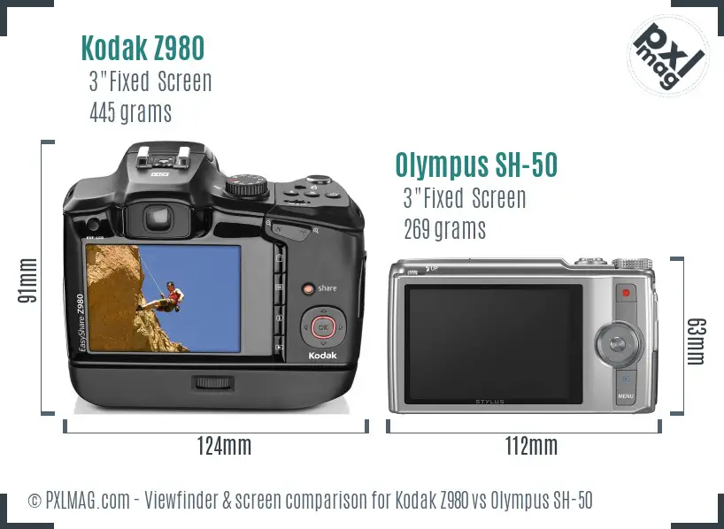 Kodak Z980 vs Olympus SH-50 Screen and Viewfinder comparison Kodak Z980 vs Olympus SH-50 Screen and Viewfinder comparison