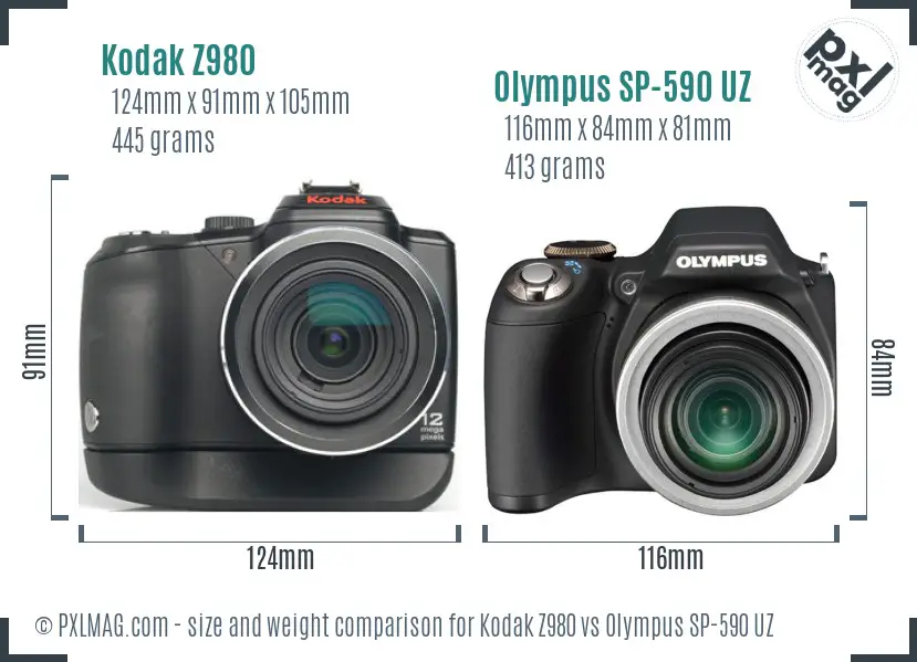 Kodak Z980 vs Olympus SP-590 UZ size comparison