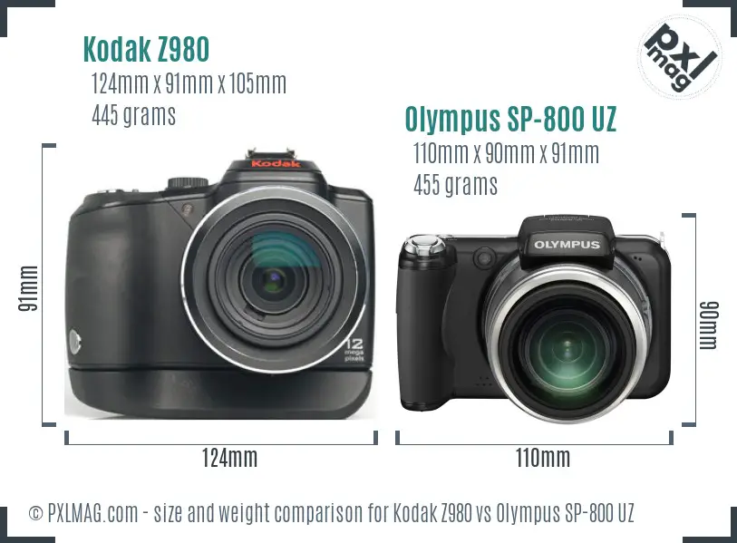 Kodak Z980 vs Olympus SP-800 UZ size comparison