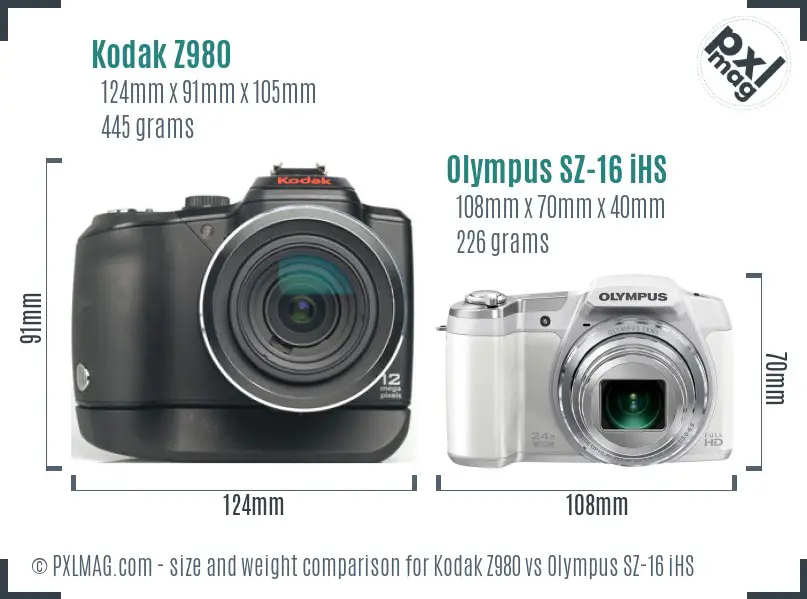 Kodak Z980 vs Olympus SZ-16 iHS size comparison
